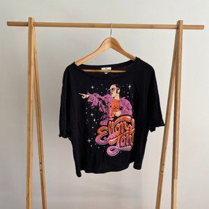 Elton John Black Oversized Graphic Tee